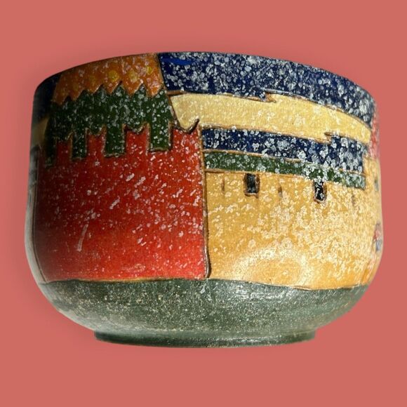 🪆 VTG HAND MADE PAINTED CARVED WOOD DISH BOWL DECORATIVE ACCENT SOUVENIR - Picture 6 of 6